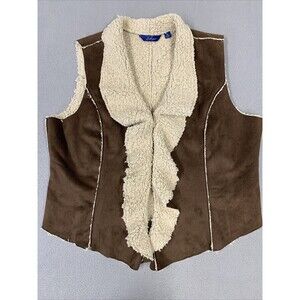 Great Northwest Indigo Vest Women’s Size X-Large Brown Faux Fur/Leather‎